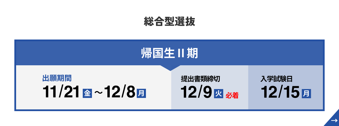 総合型選抜 帰国生Ⅱ期